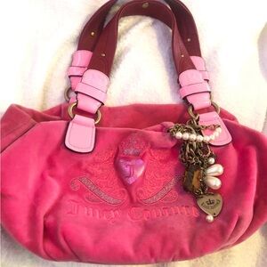 Juicy couture rare hot pink glitter Scottie logo boho bag
